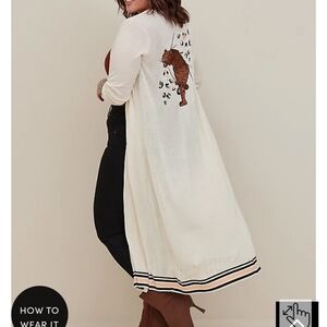 🆕️🐆EMBROIDERED LEOPARD BUTTON FRONT DUSTER CARDIGAN -  IVORY🐆